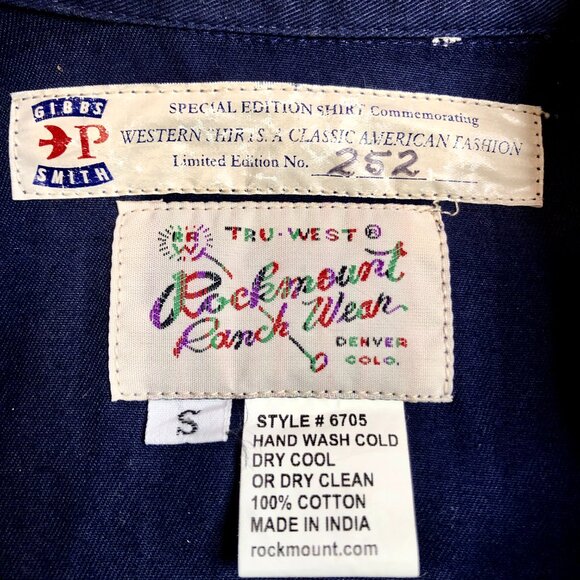 Rockmount Ranch Western Wear Navy Floral Cotton Mens Vintage Shirt S M - Picture 3 of 11